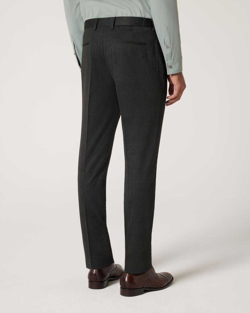 Slim Stretch Travel Check Tailored Pant, Dark Green, hi-res